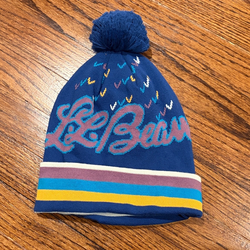 L.L. Bean Multicolor Knit Beanie with Pom-Pom